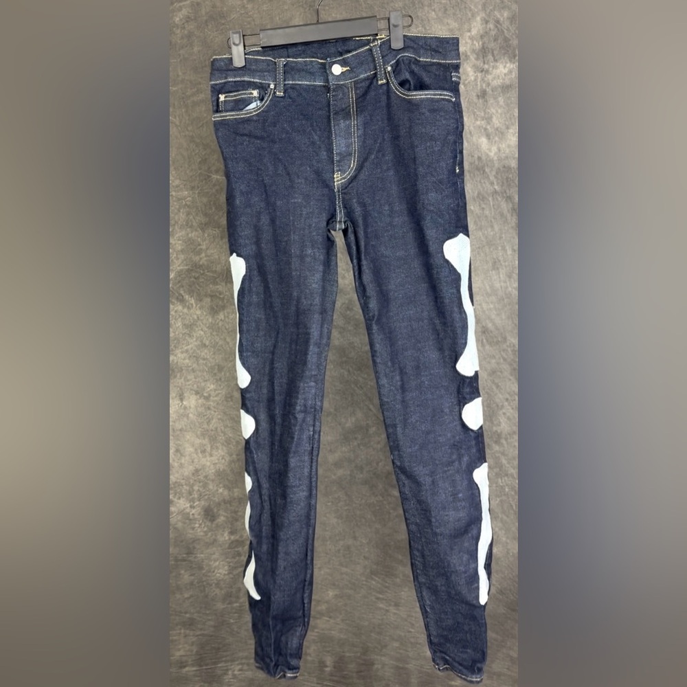 MNML | Skinny Jeans | Dark Indigo | White Patch Detail | 34